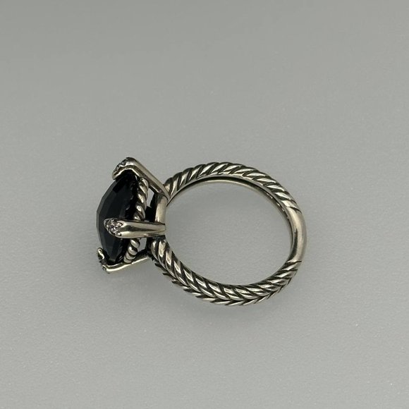 Authentic DAVID YURMAN women's ring 11mm black onyx and diamonds size 7 - Picture 4 of 9